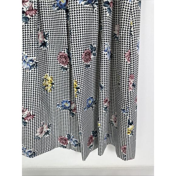 Vintage Fairy Chess Houndstooth Floral Skirt Size 6 - Picture 4 of 9